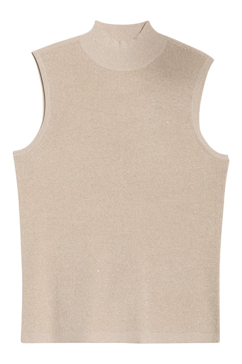 Metallic Mock Neck Sleeveless Sweater, Alternate, color, CHAMPAGNE
