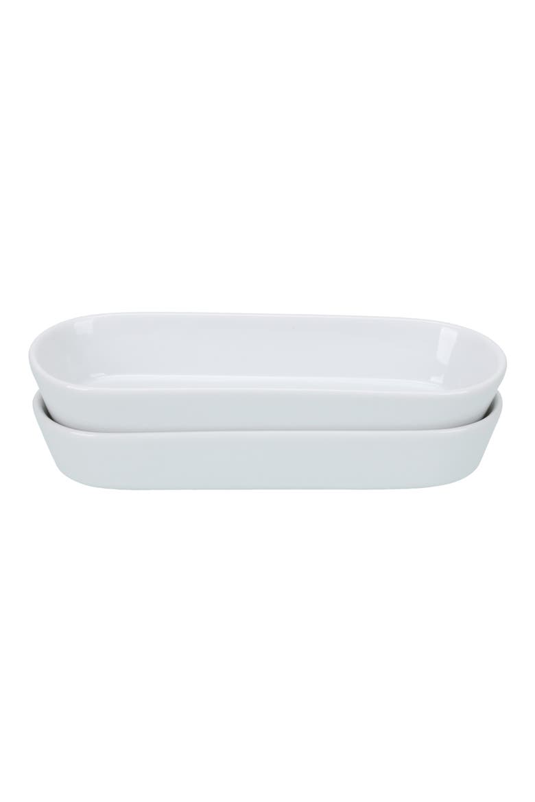 Oslo Set of 2 Oblong Baking Dishes, Alternate, color, WHITE