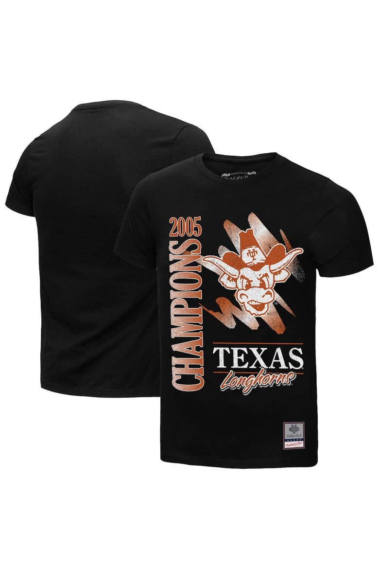 Men's Mitchell & Ness  Black Texas Longhorns Retro Brush Mineral Wash T-Shirt, Alternate, color, Black