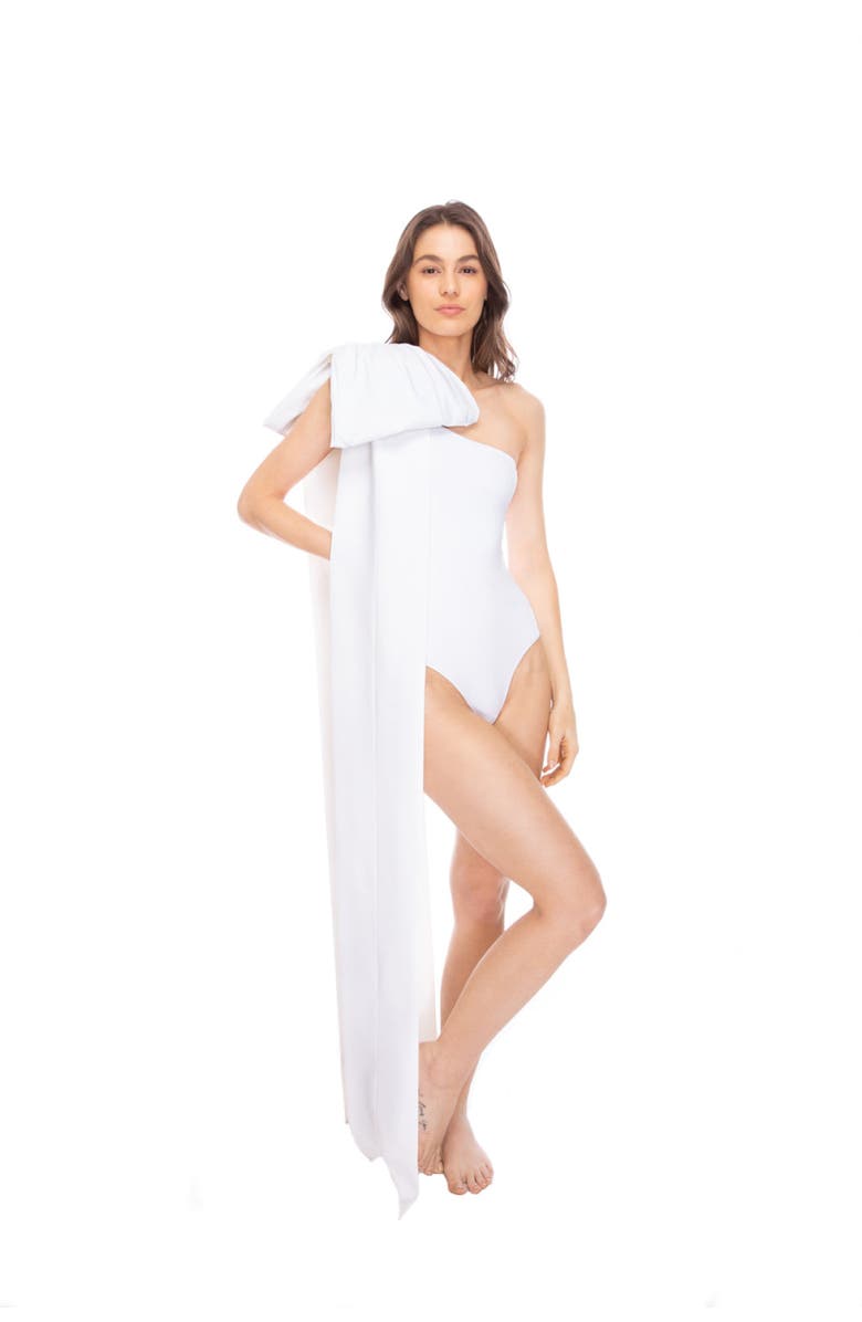 TABACARU Milly White One-Piece Swimsuit, Main, color, White With White Bow