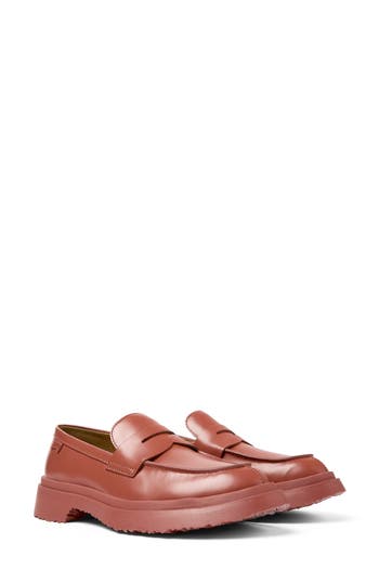 Shop Camper Chunky Platform Penny Loafer In Medium Red