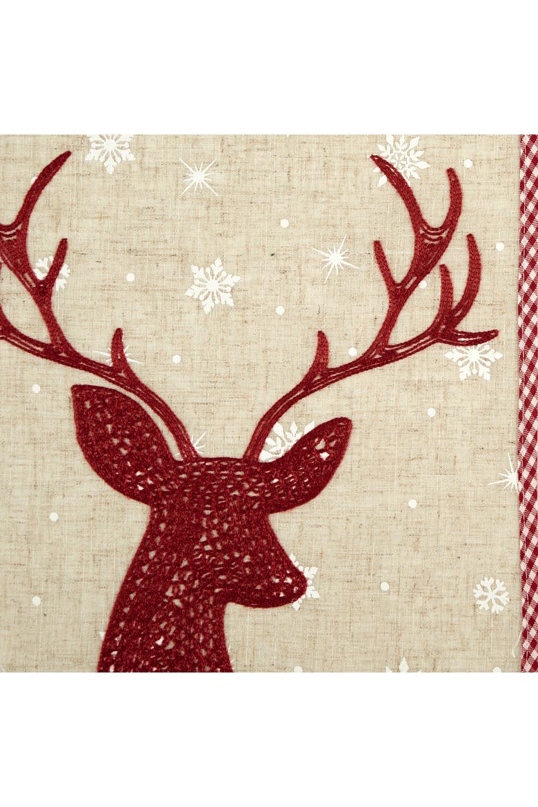 Red Reindeer Embroidered Table Runner, Alternate, color, Red Reindeer