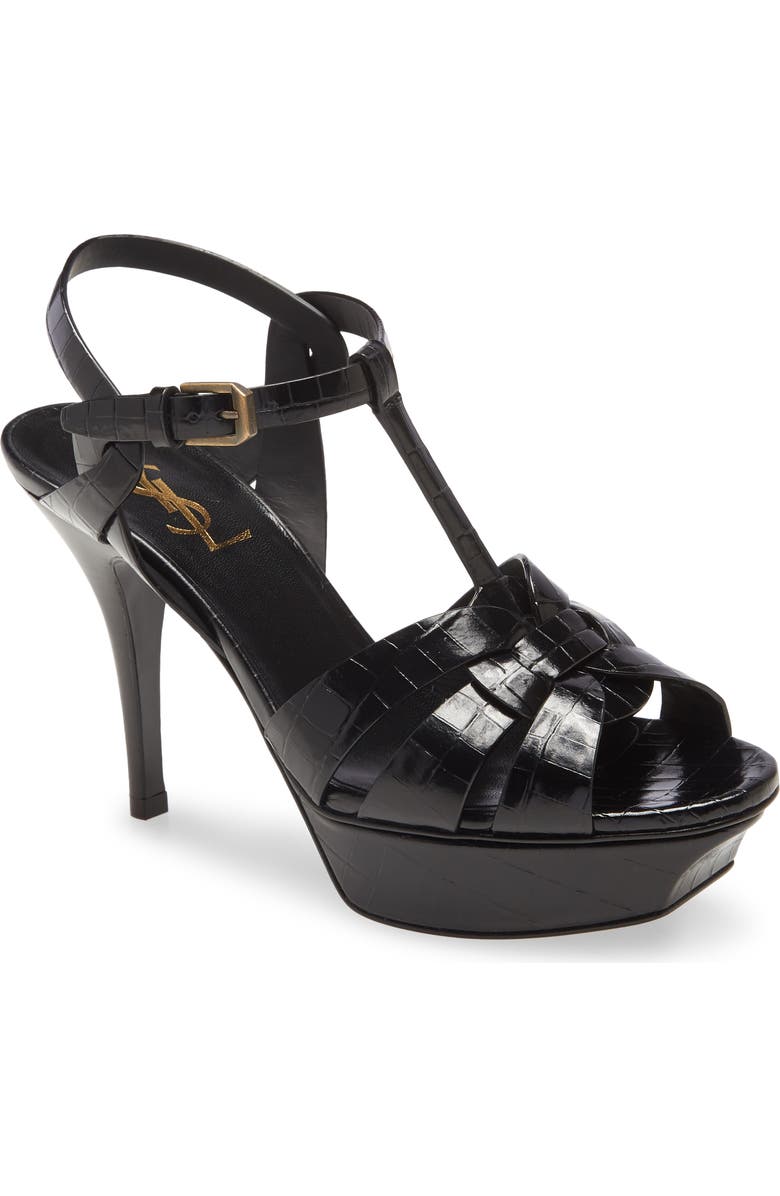 Saint Laurent Tribute T-Strap Platform Sandal, Main, color,