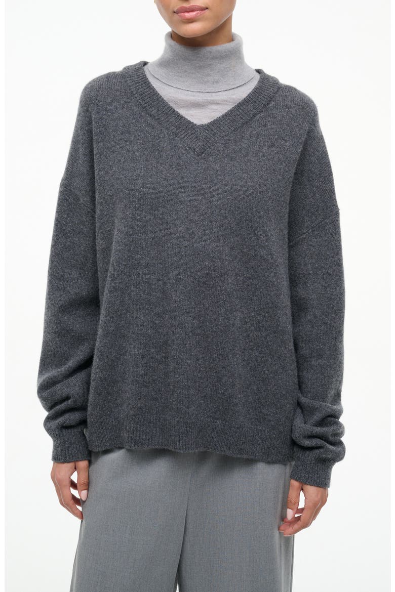 Doris Layered Look Cashmere Sweater, Main, color, CHARCOAL