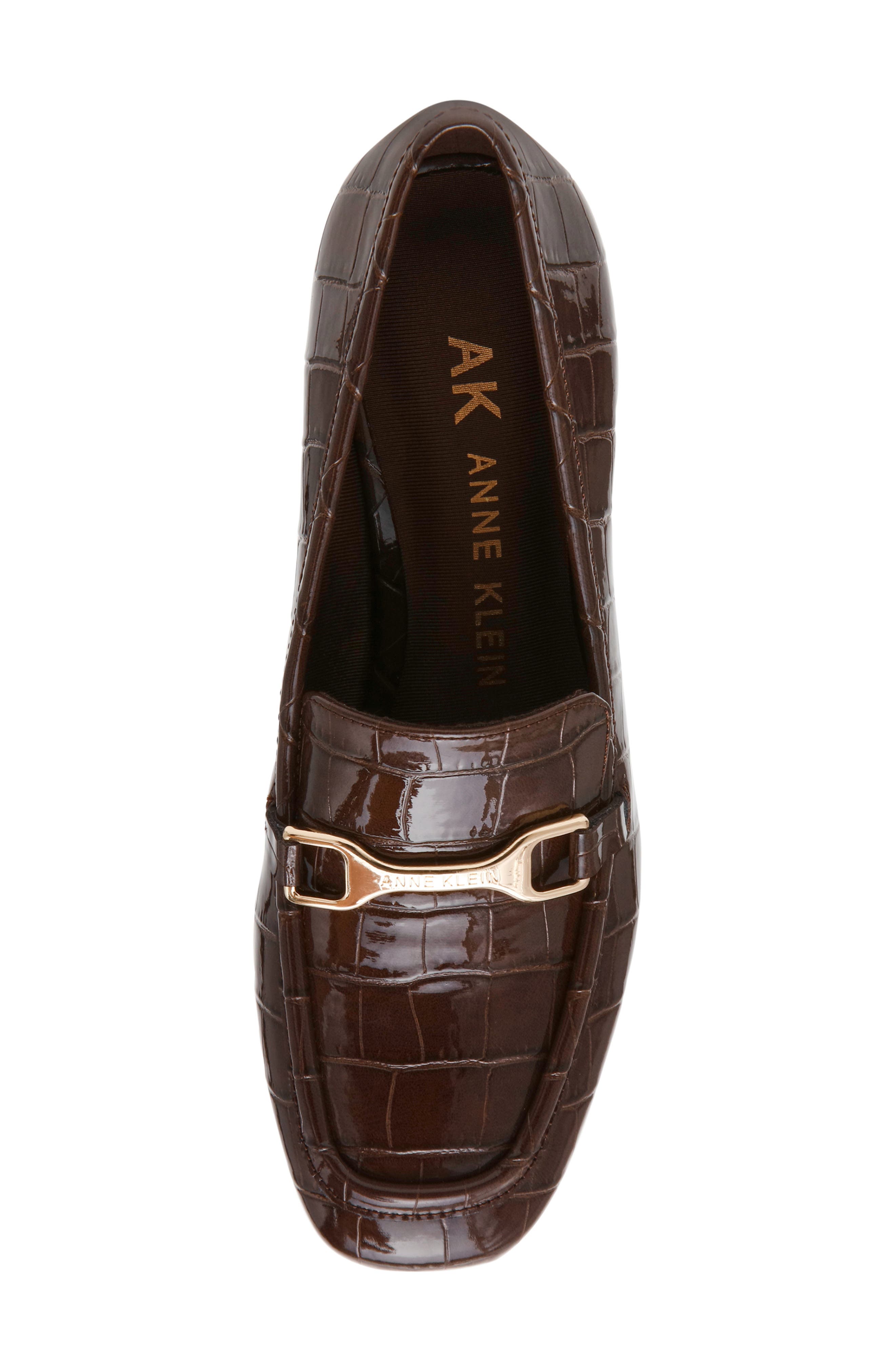 Telia Faux Leather Loafer Pump, Alternate, color, BROWN CROCO PATENT PU