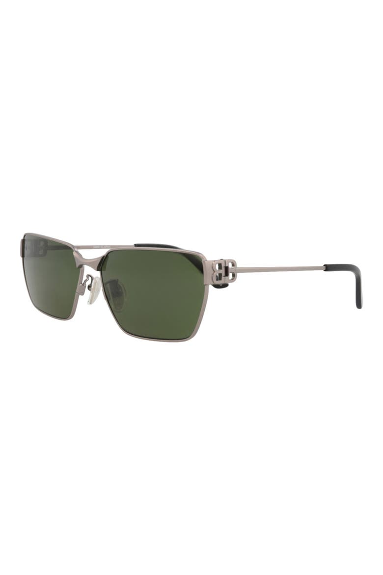 63mm Rectangular Sunglasses, Alternate, color, RUTHENIUM RUTHENIUM GREEN