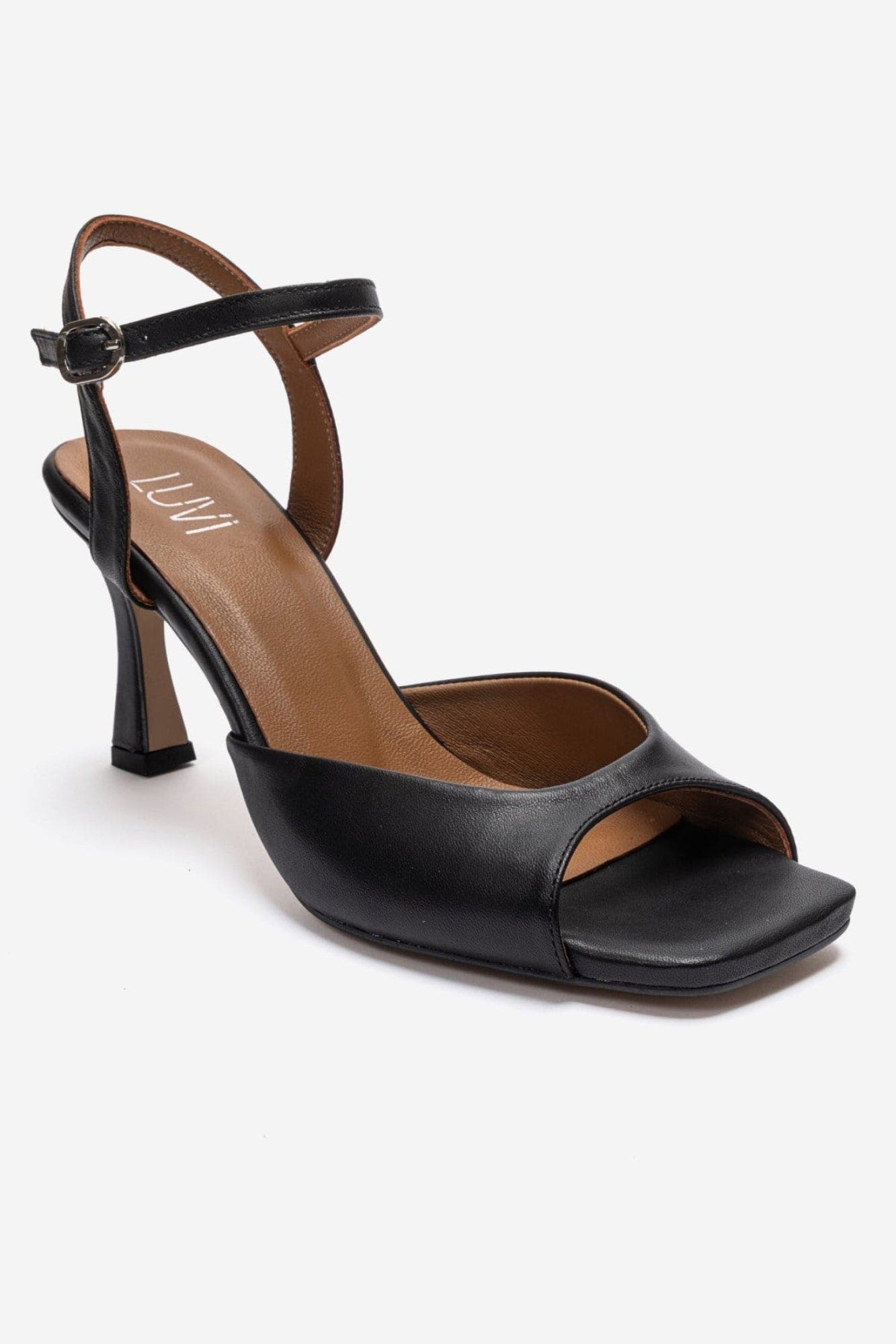 Elvia Leather Stiletto Ankle Strap Sandal, Alternate, color, Black