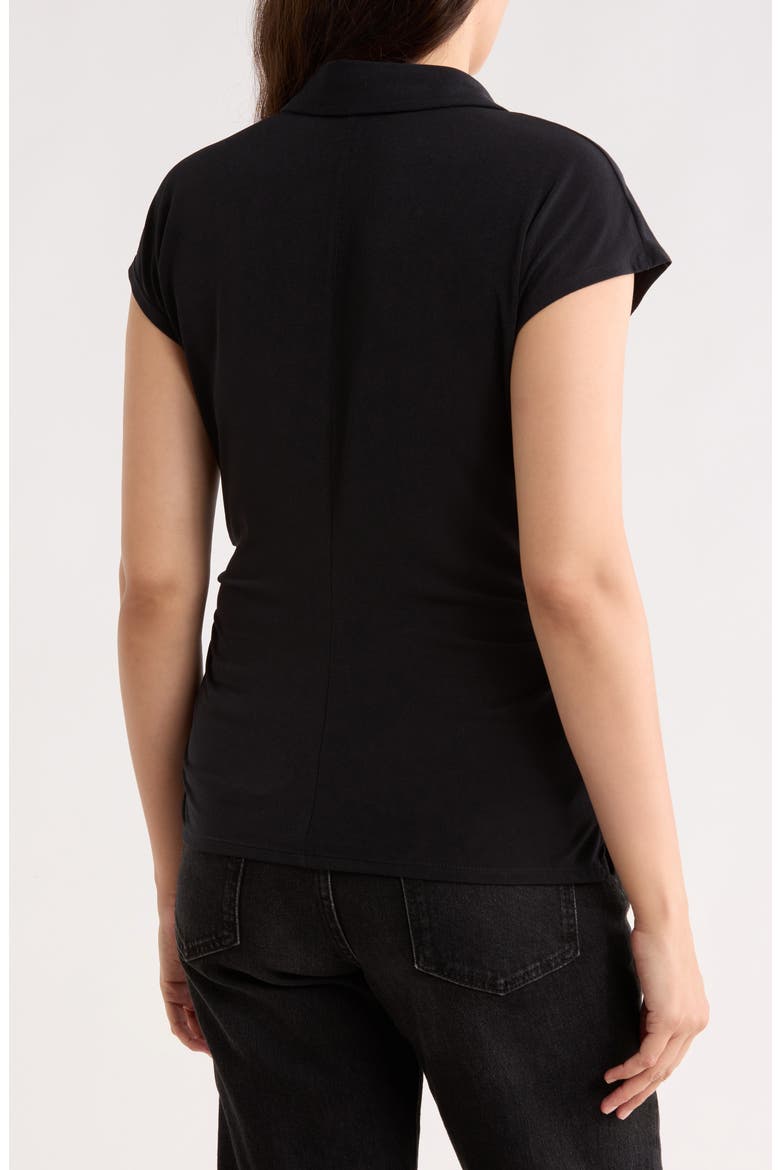 Ruched Wrap-Effect Knit Top, Alternate, color, BLACK