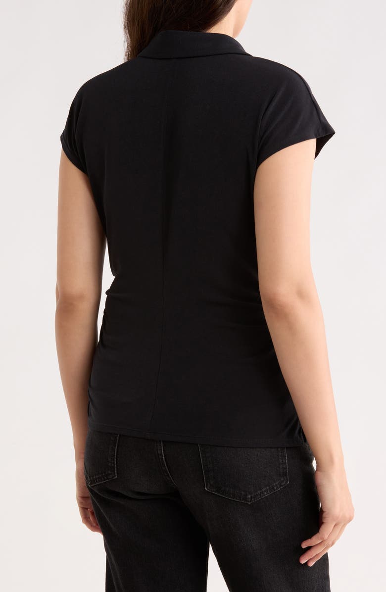 Gemma + Jane Ruched Wrap-Effect Knit Top, Alternate, color, Black
