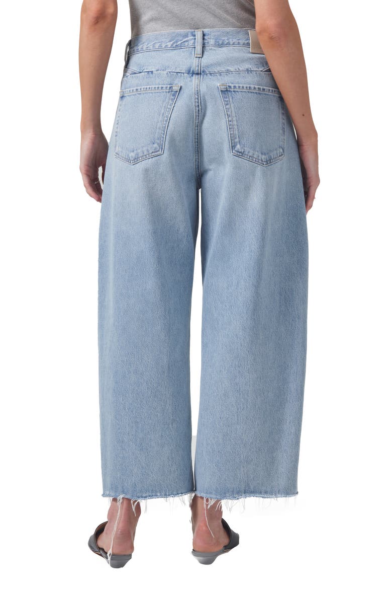 Bisou High Waist Raw Hem Crop Barrel Wide Leg Jeans, Alternate, color, GEMINI