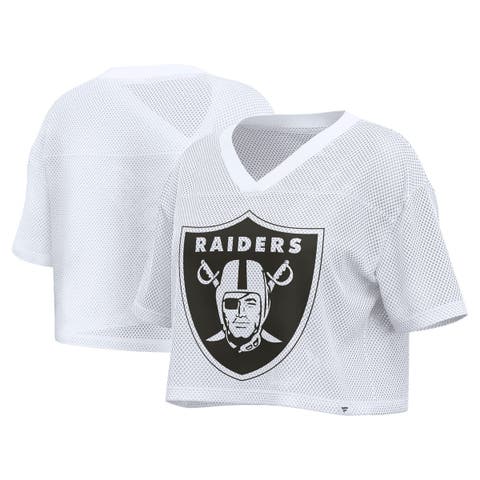 Women's Fanatics White Las Vegas Raiders Oversized Mesh Cropped V-Neck Jersey