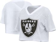 FANATICS Women's Fanatics White Las Vegas Raiders Oversized Mesh Cropped V-Neck Jersey