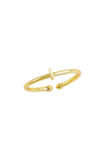 Savvy Cie Jewels 18k Yellow Gold Plated Initial Ring In Gold Z