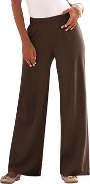 Roaman's Plus Size Pull On Wide Leg Soft Knit Pant