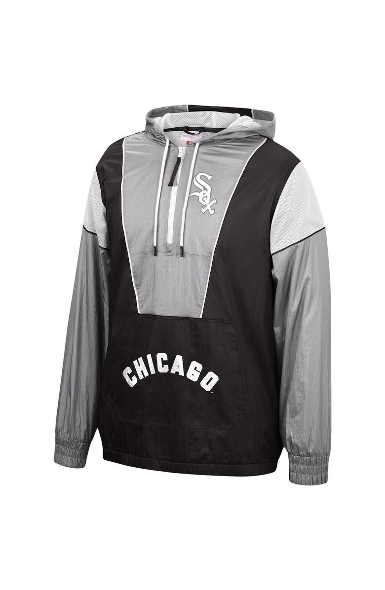 Mitchell & Ness Men's Mitchell & Ness Black Chicago White Sox Highlight Reel Windbreaker Half-Zip Hoodie Jacket, Alternate, color, 
