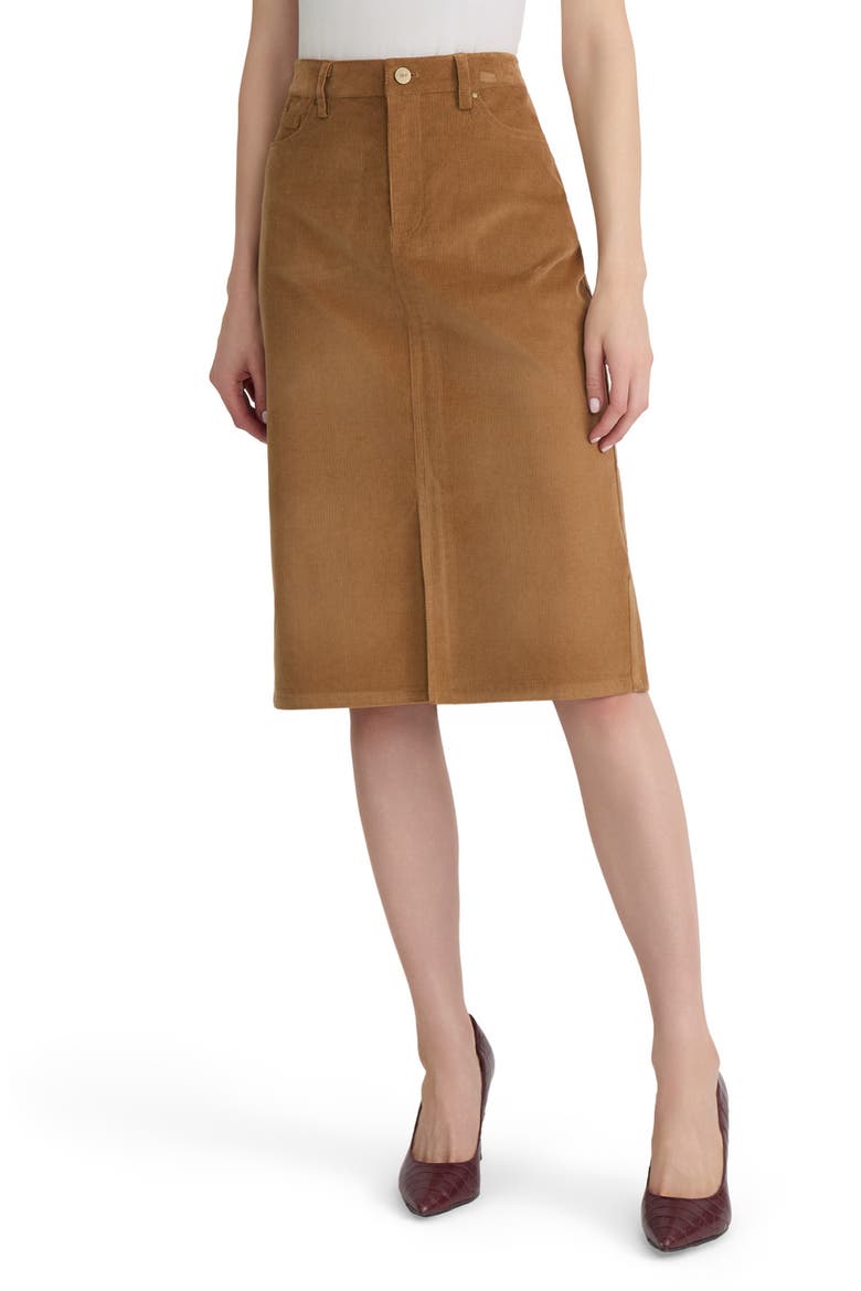 Corduroy Midi Skirt, Main, color, CARAMEL