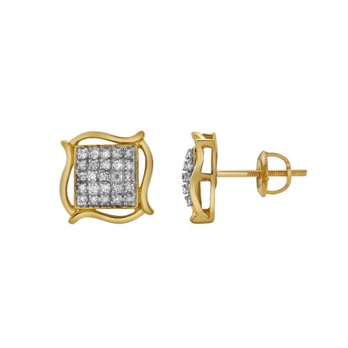 Luvmyjewelry Abrigo 10k Yellow Gold Diamond Unisex Earrings In 10k Yellow Gold