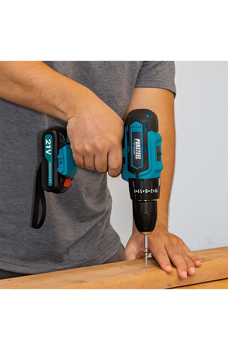 PURSONIC Power Tool Bundle 21V Cordless Drill & Electric Screwdriver, Alternate, color, Black