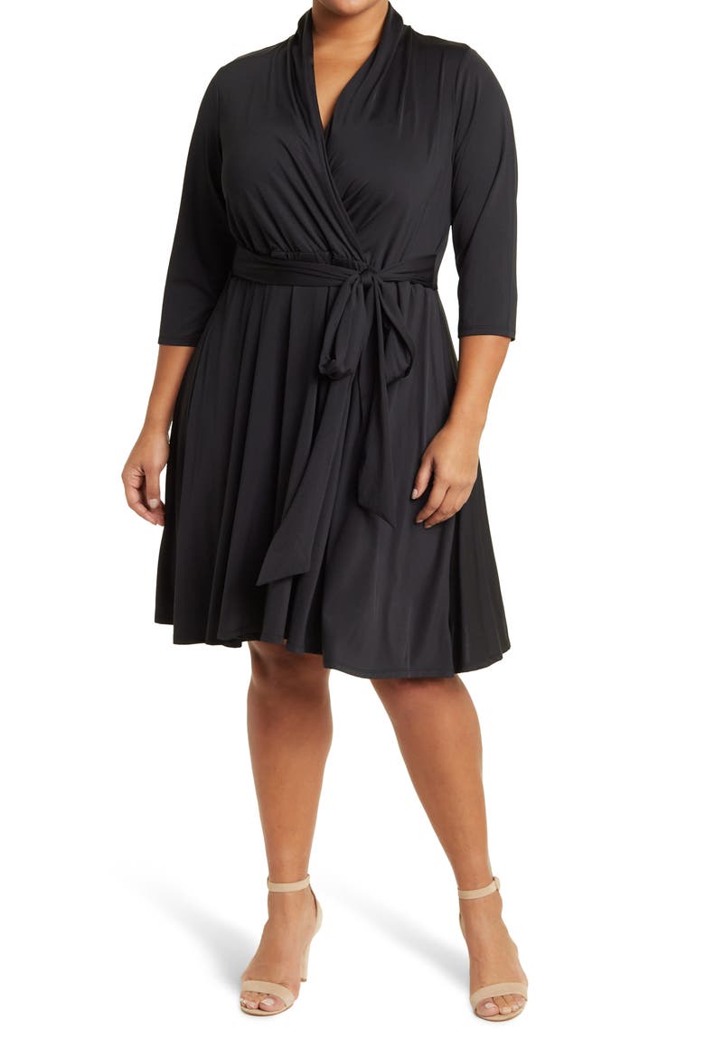 Prescott Three-Quarter Sleeve Dress, Main, color, BLACK