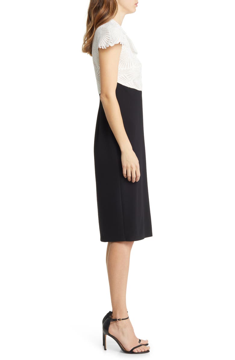Tadashi Shoji Lace & Crepe Midi Sheath Dress, Alternate, color,