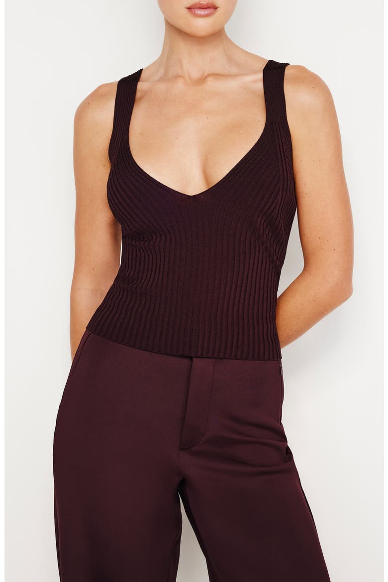 Shine V-Neck Rib Tank, Main, color, MALBEC003