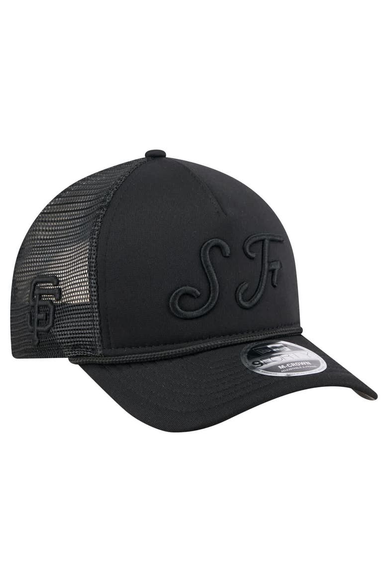 Men's New Era Black San Francisco Giants City Initial 9FORTY A-Frame M-Crown Adjustable Trucker Hat, Alternate, color, Black