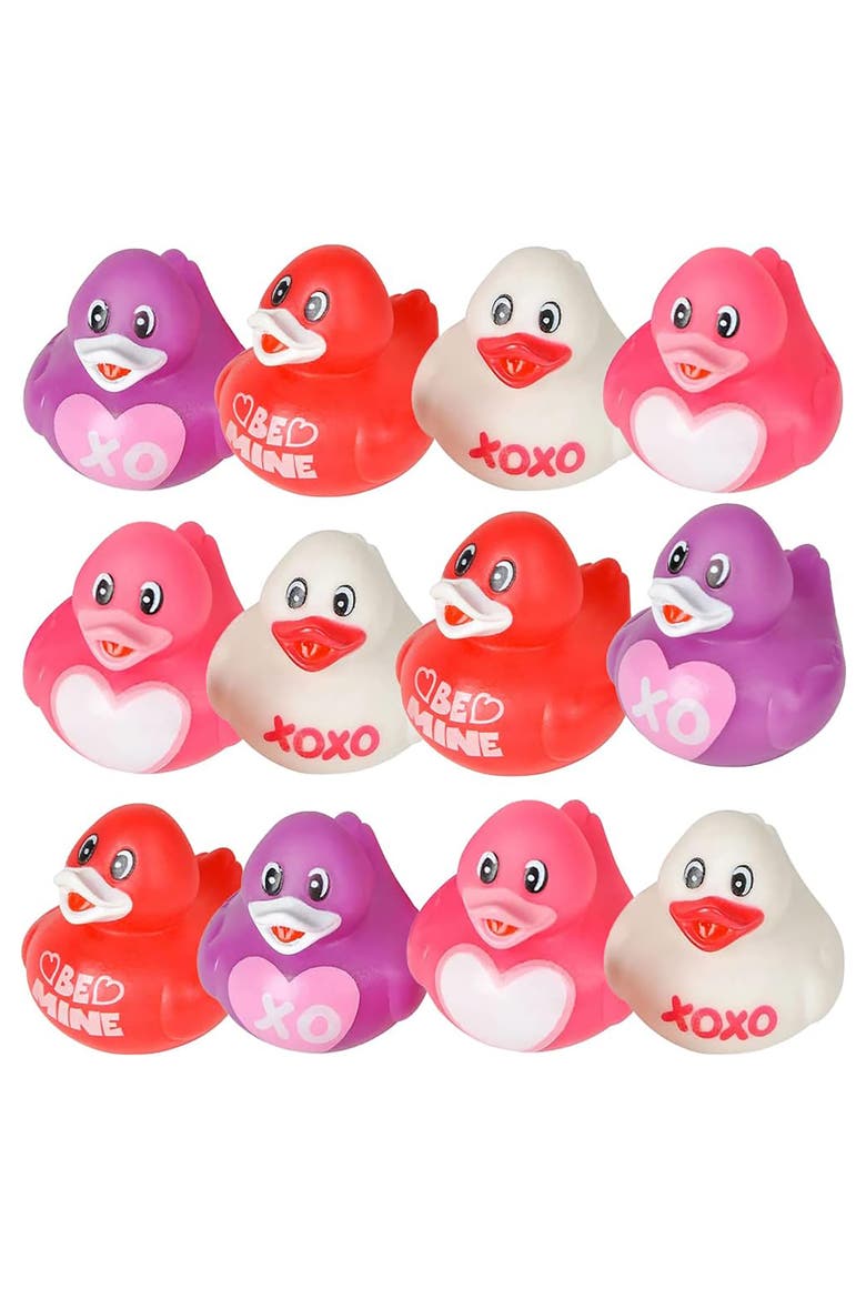 Valentine's Day Rubber Duckies 12 Pack, Love Themed Bath Toys, Main, color, Multicolored