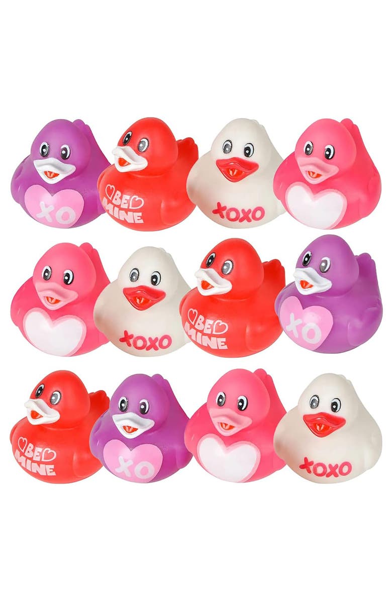 ArtCreativity Valentine's Day Rubber Duckies 12 Pack, Love Themed Bath Toys, Main, color, Multicolored