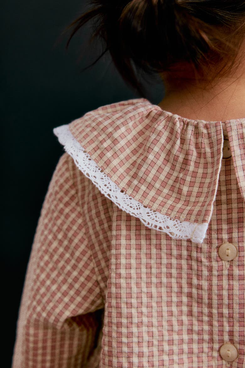 Cotton Dress, Alternate, color, Light pink/beige checked