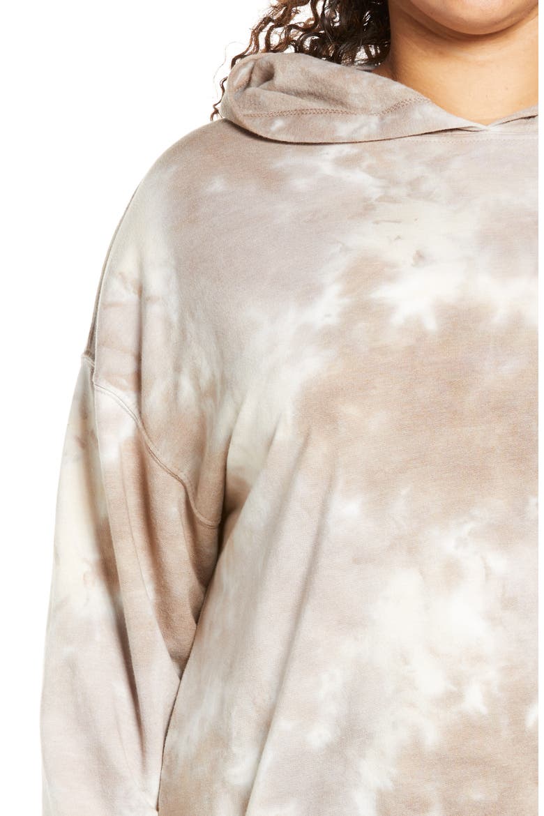 Tie Dye Boyfriend Hoodie, Alternate, color, IVORY- GREY COMBO