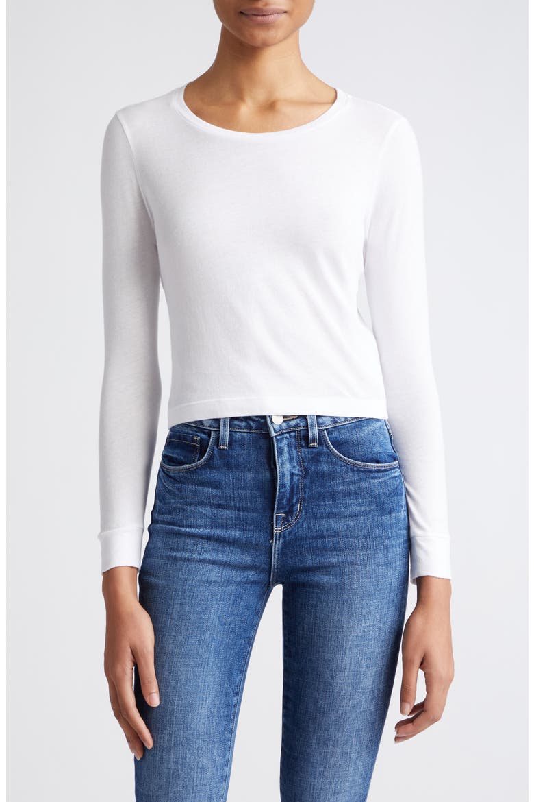 Benny Crewneck Crop T-Shirt, Main, color, WHITE
