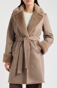 Donna Karan New York Faux Suede Jacke with Faux Fur Trim