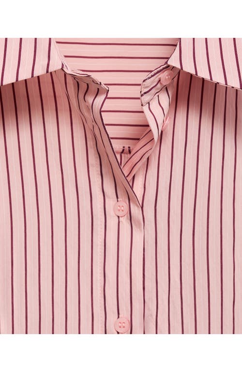 Mango Oversize Stripe Button-up Shirt In Red