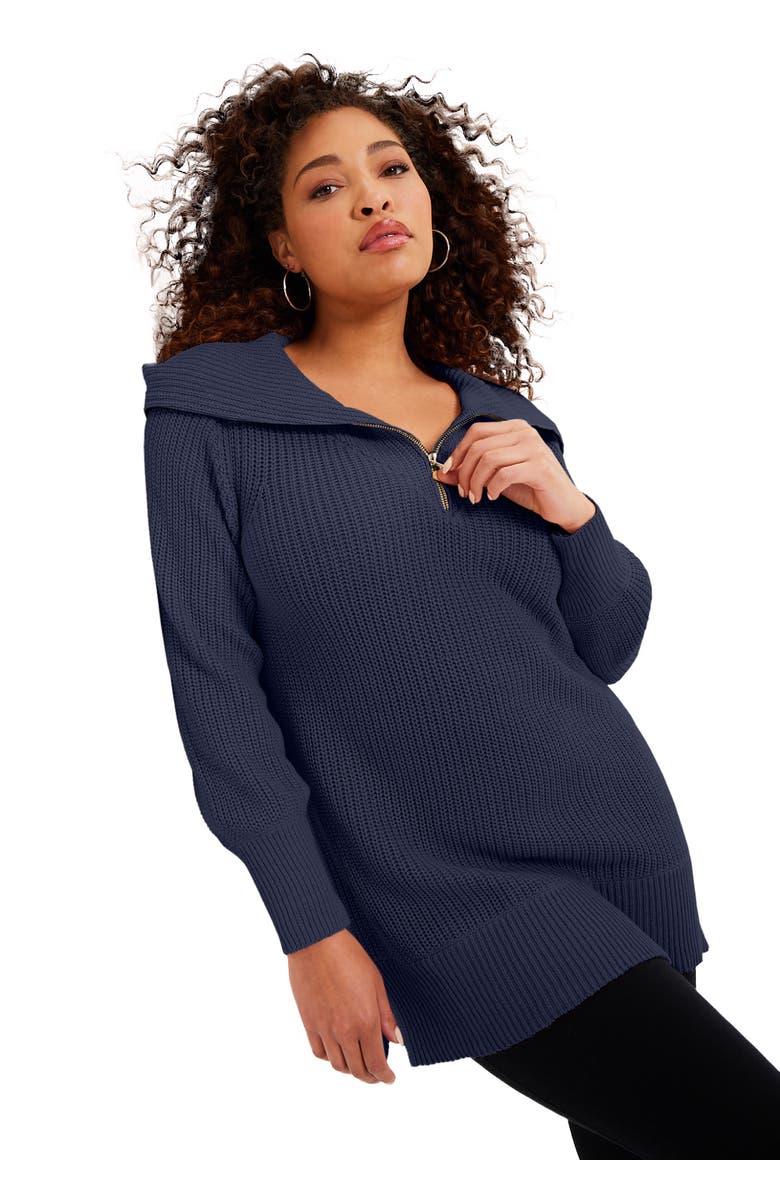 June + Vie Half-Zip Sweater, Main, color, Navy