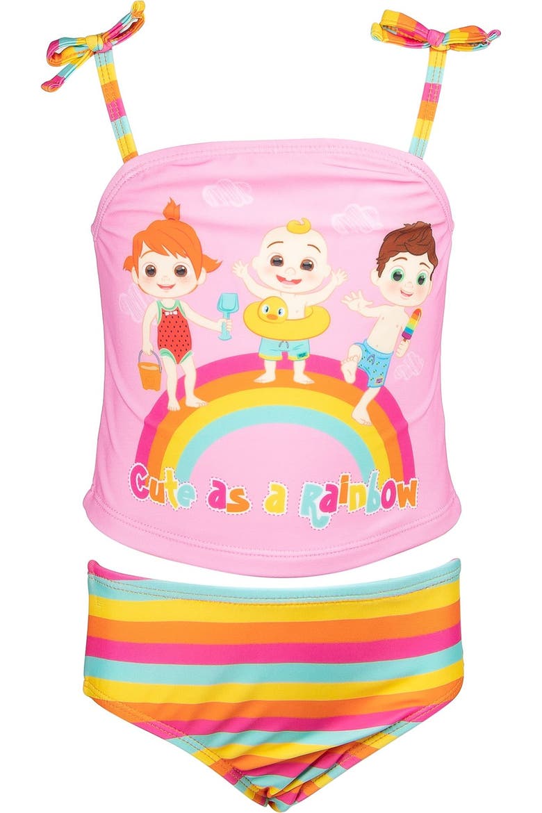 2-Piece Tankini Bathing Suit Set, Alternate, color, Pink Rainbow Stripe