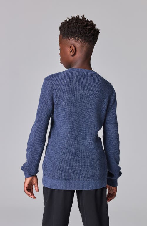 Smallsaints By Allsaints Kids' Ramskull Logo Waffle Knit Sweater In Blue