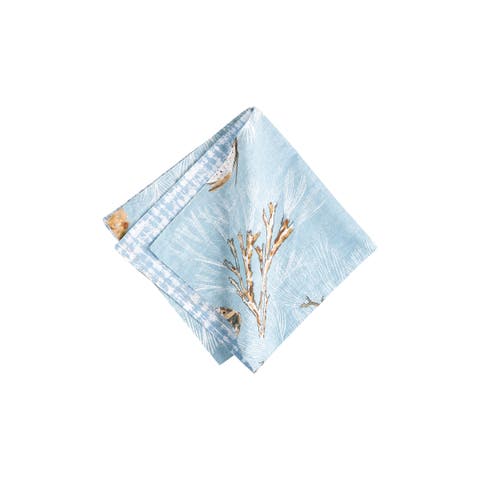 Meraki Island Reversible Blue Coastal Napkin, Set of 6