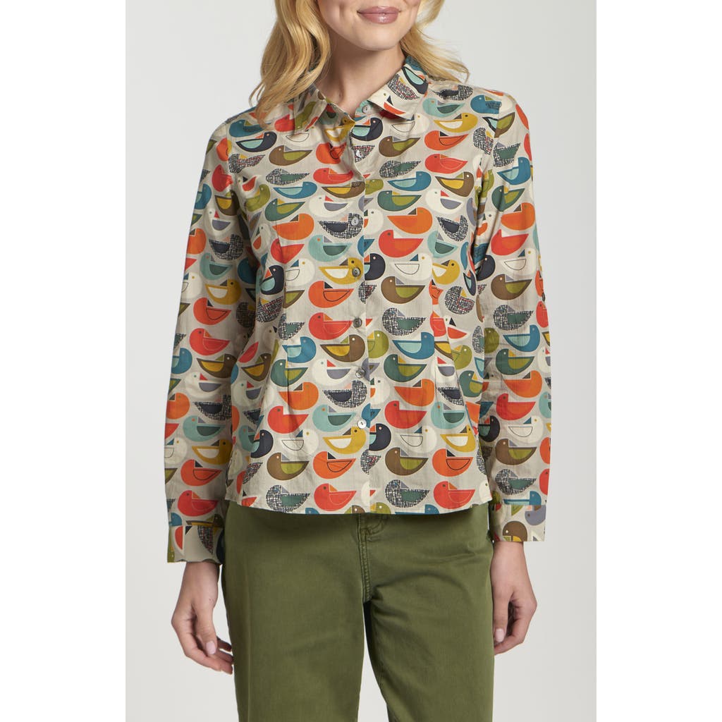 Apny Print Poplin Button-up Shirt In Green