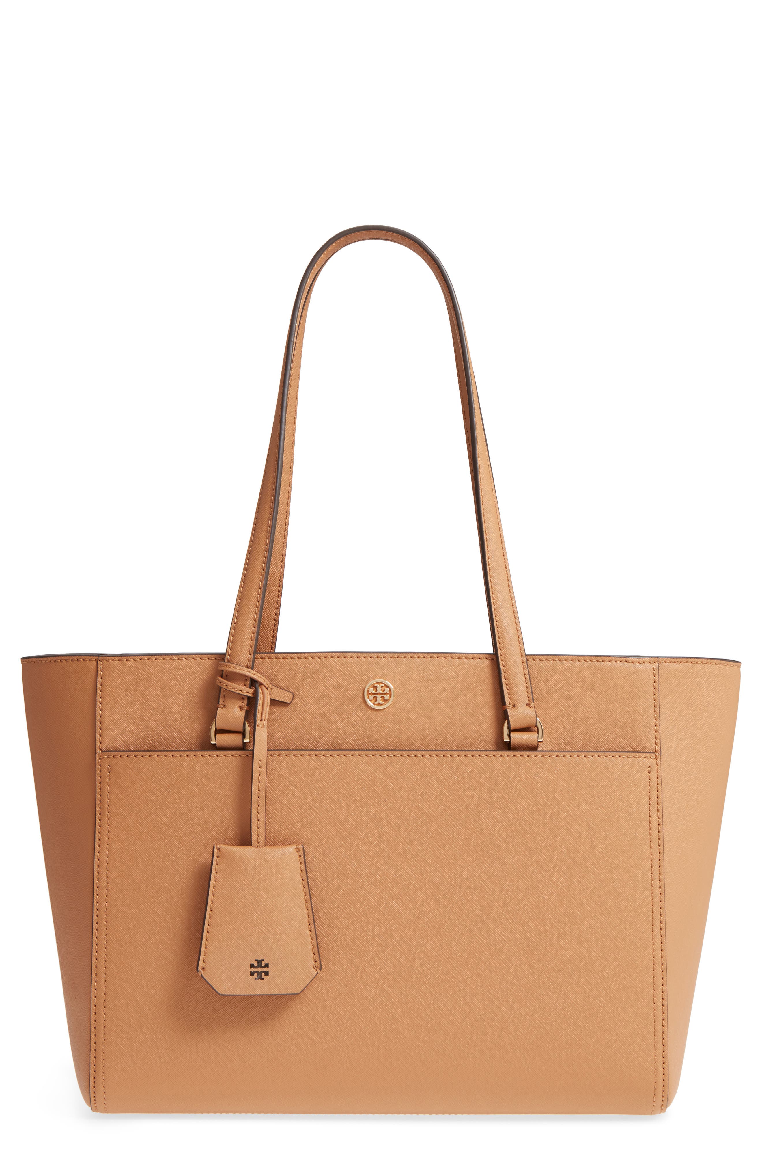 Small Robinson Leather Tote, Main, color, CARDAMOM / ROYAL NAVY