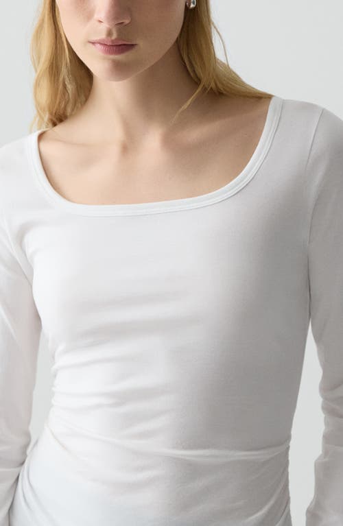 Theory Square Neck Long-sleeve Tee In Organic Cotton In White