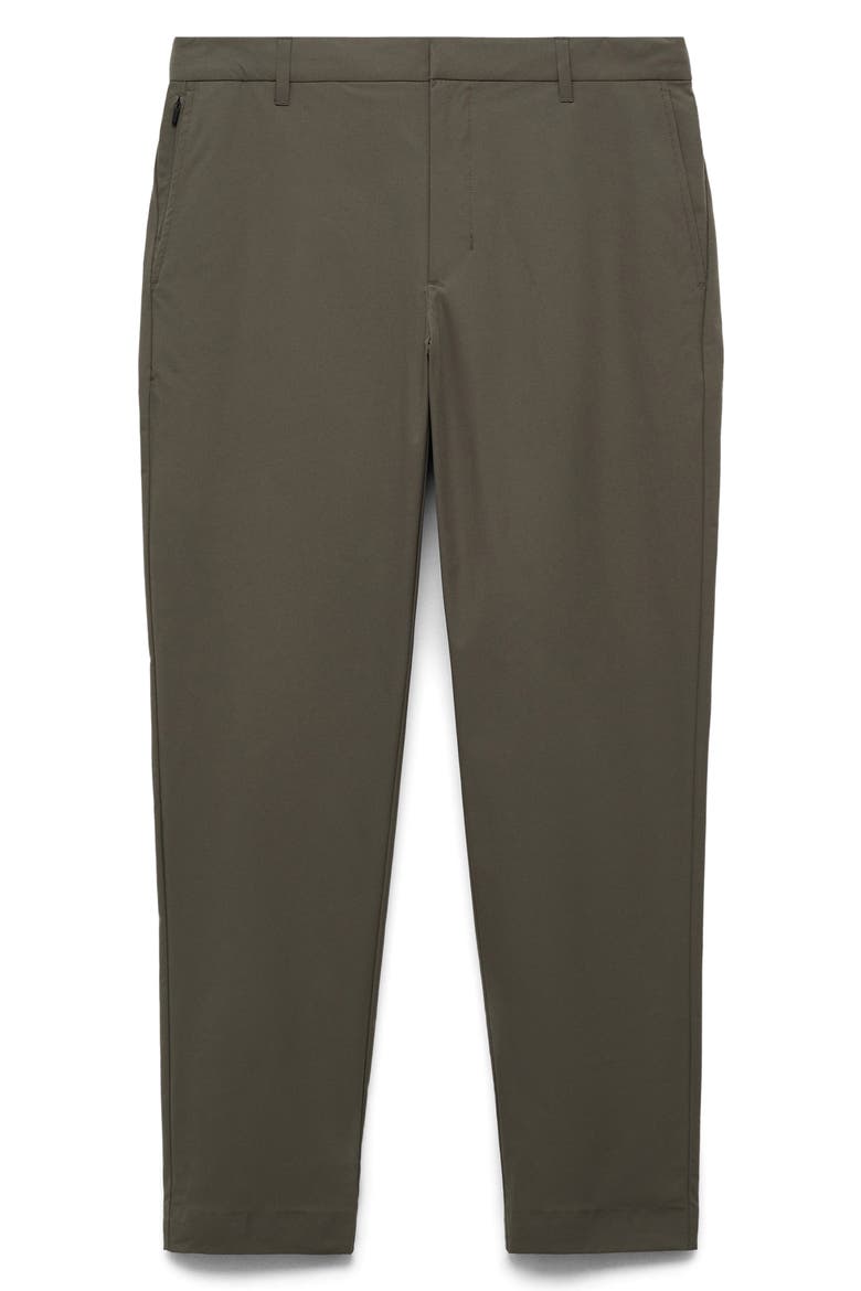Slim Fit Flat Front Elastic Waist Pants, Alternate, color, MEDIUM GREEN