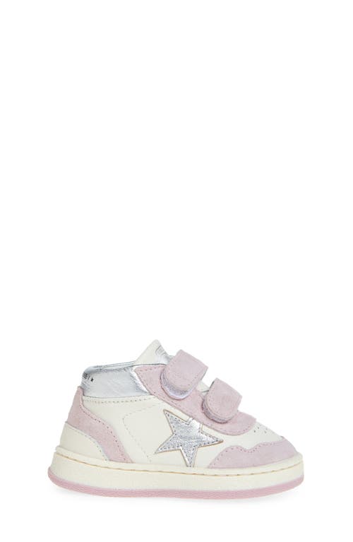 Golden Goose Baby June Leather Sneakers In White/pink/silver
