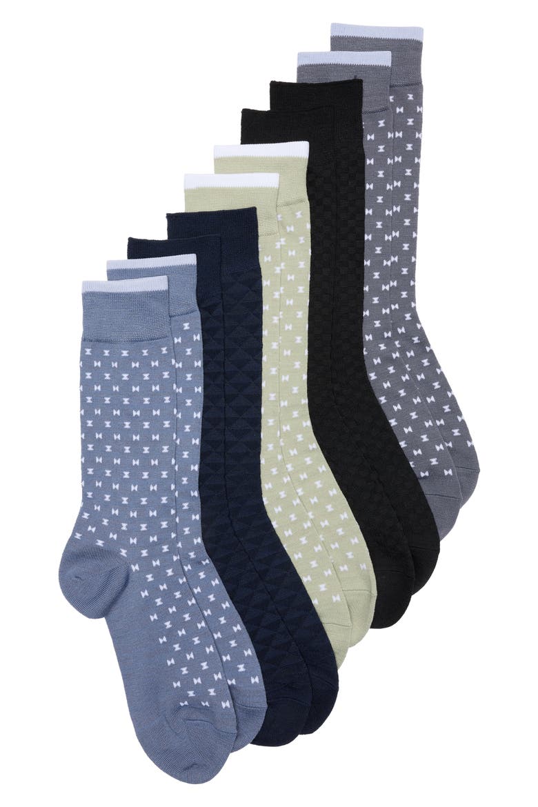 Ultrasoft 5-Pack Assorted Dress Socks, Main, color, BLUE GEO MULTI