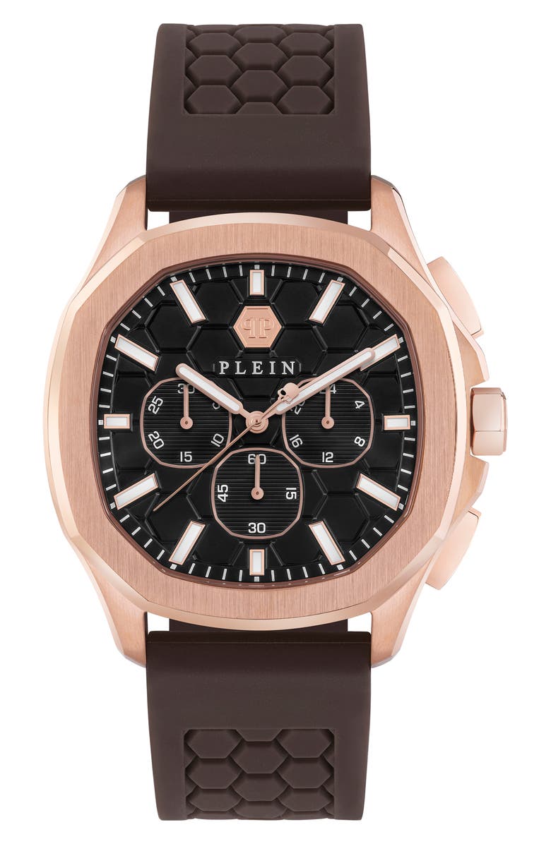 PHILIPP PLEIN Spectre Chronograph Silicone Strap Watch, 44mm, Main, color, 