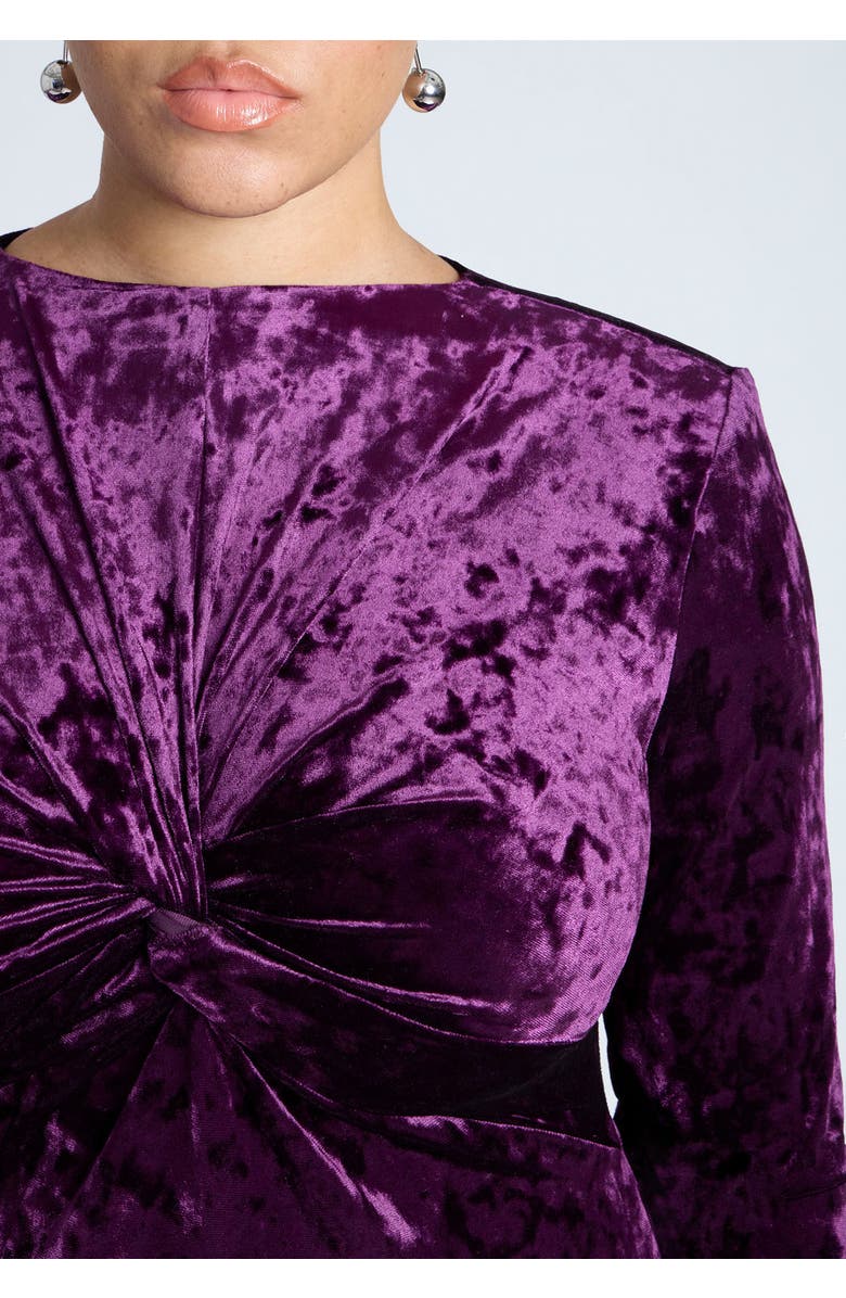 ELOQUII Twist Bodice Velvet Maxi Dress, Alternate, color, Magnificent Purple