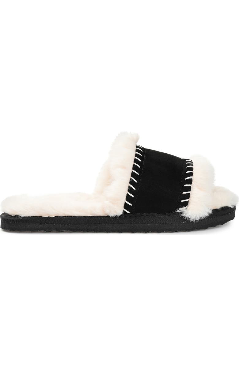 Journee Collection Mardie Faux Fur Slipper, Alternate, color, Black