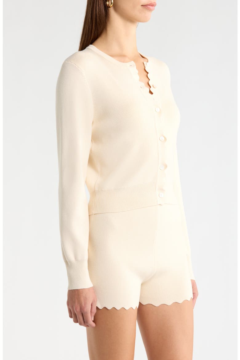 Scalloped Placket Crop Cardigan, Alternate, color, CREAM