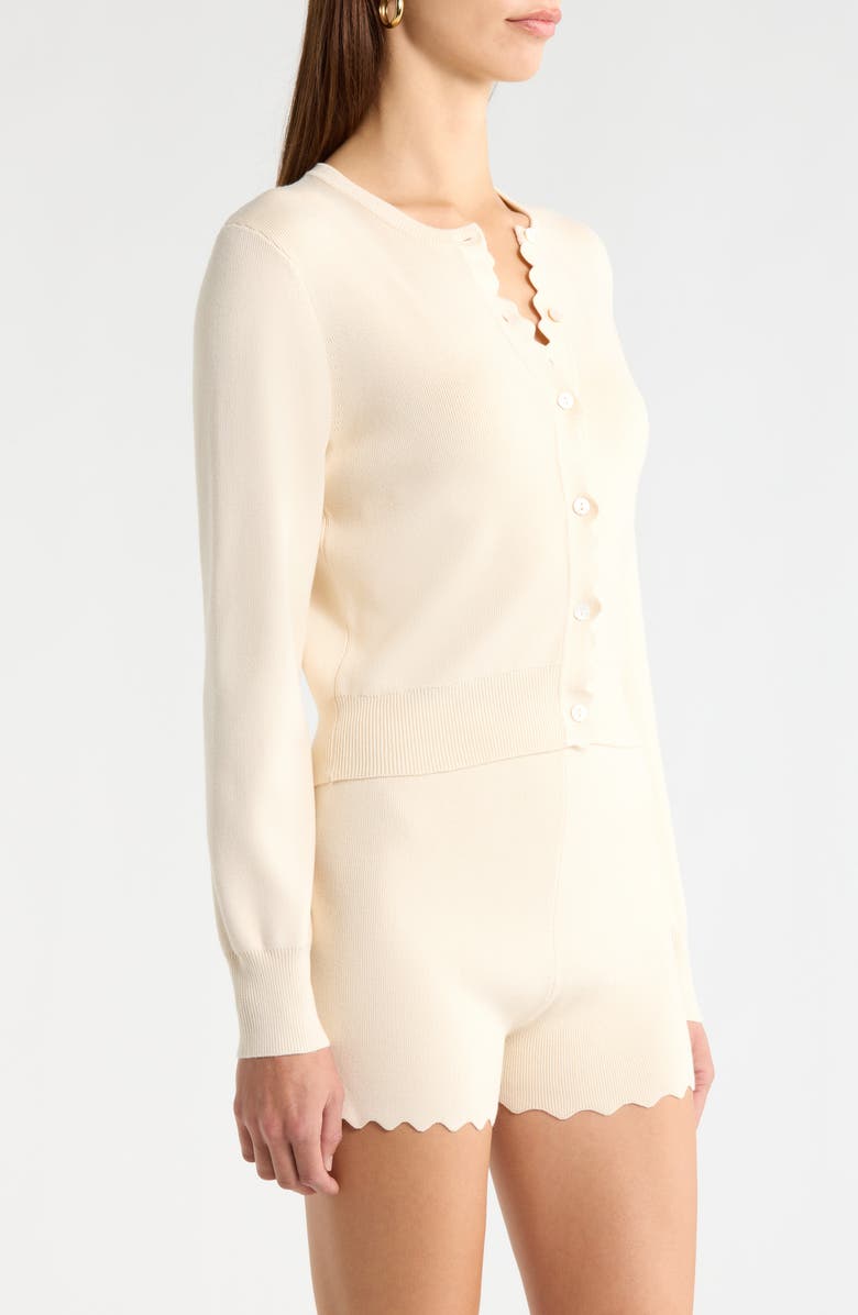 ASTR the Label Scalloped Placket Crop Cardigan, Alternate, color, Cream