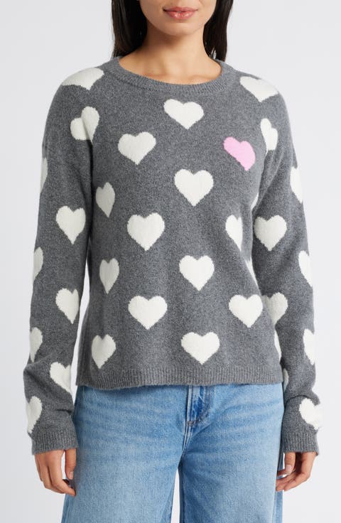 Hearts Jacquard Crewneck Sweater