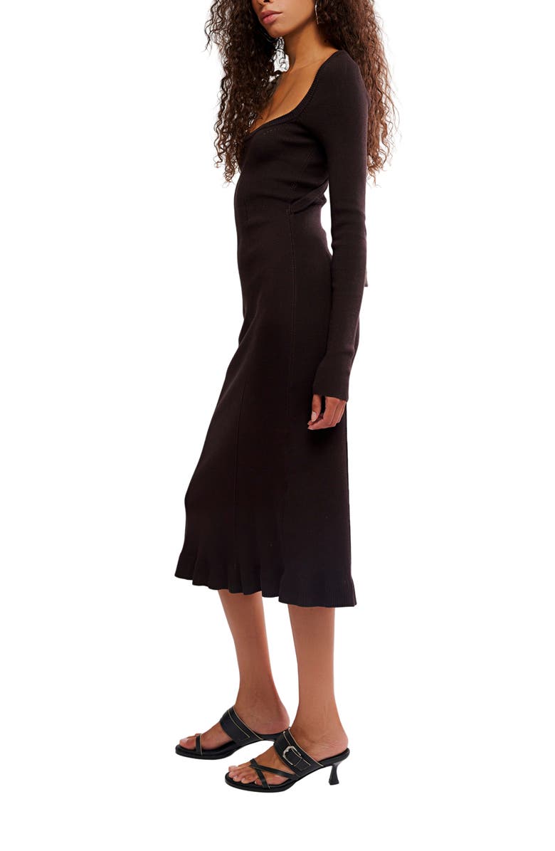 Free People Allister Long Sleeve Rib Midi Sweater Dress, Alternate, color, Delicioso